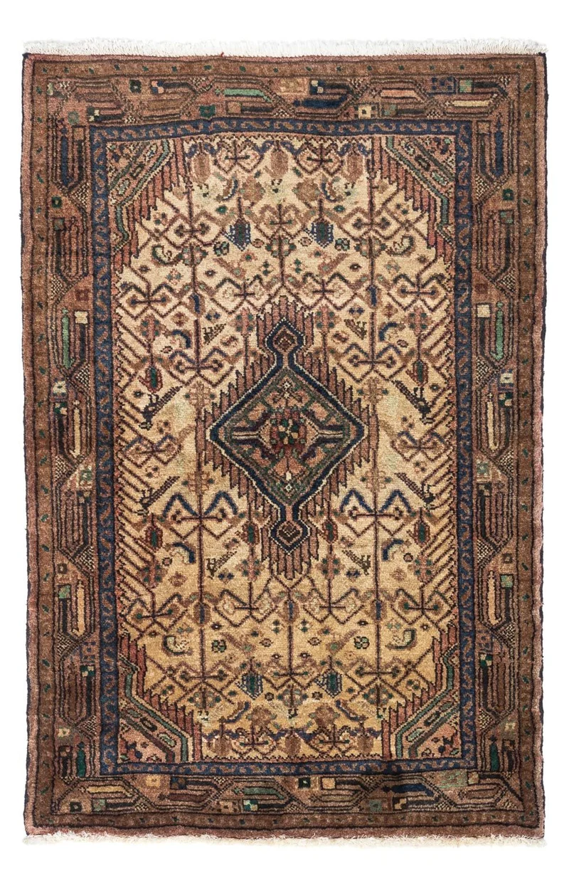 Hosseinabad Teppich 79x118cm - Perserteppich - hellbraun