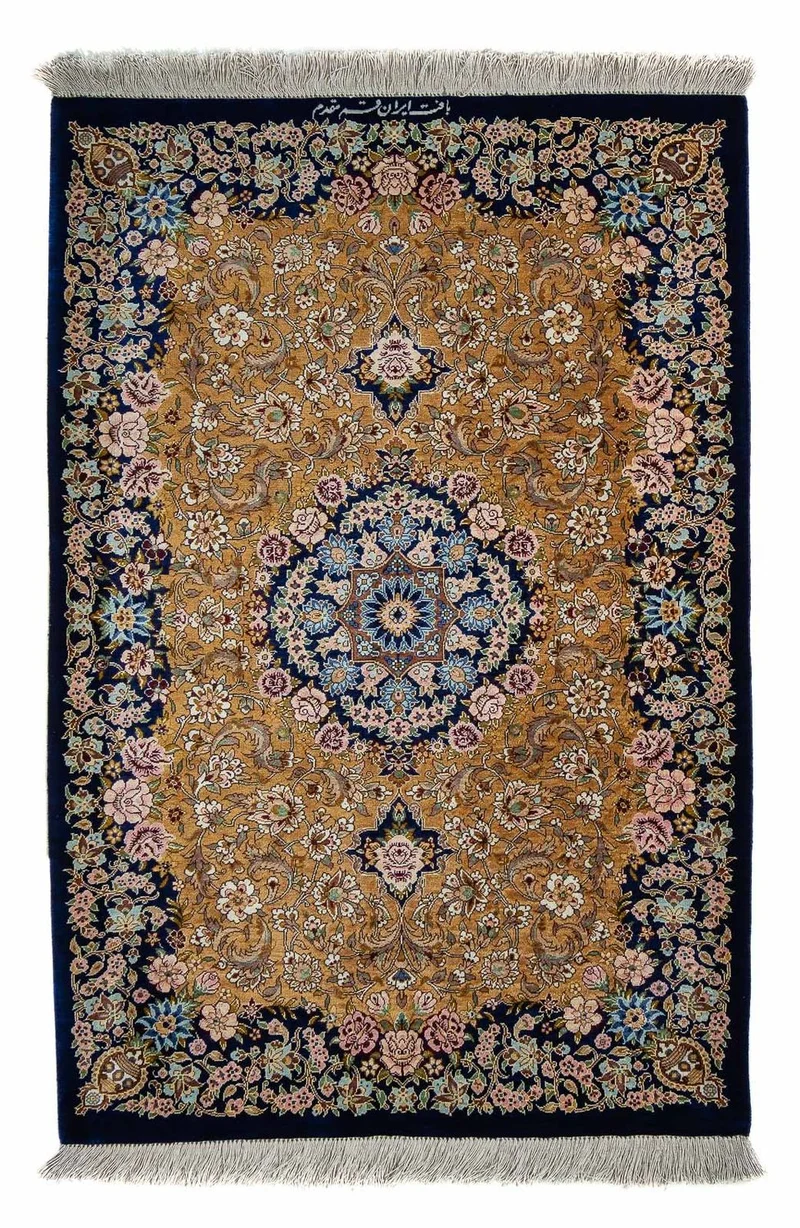 Ghom Teppich 62x91cm - Perserteppich - dunkelblau
