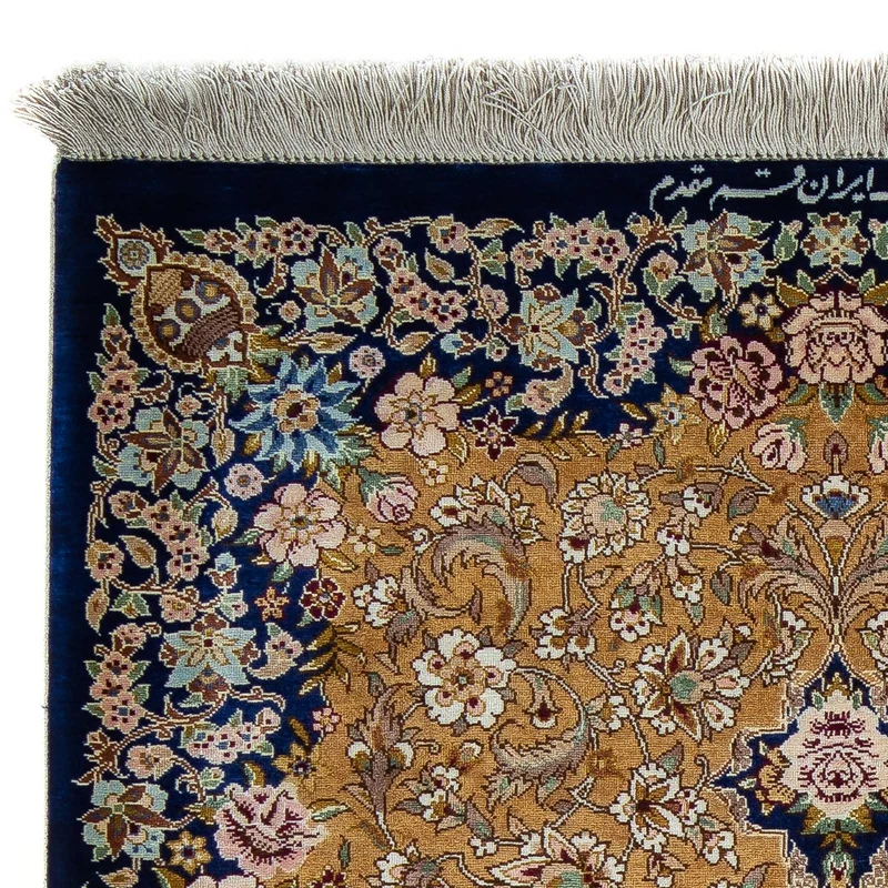 Ghom Teppich 62x91cm - Perserteppich - dunkelblau