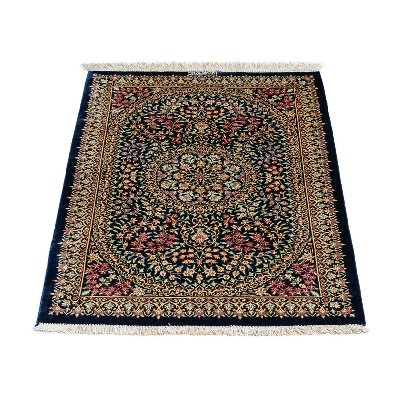 Ghom Teppich 61x91cm - Perserteppich - dunkelblau