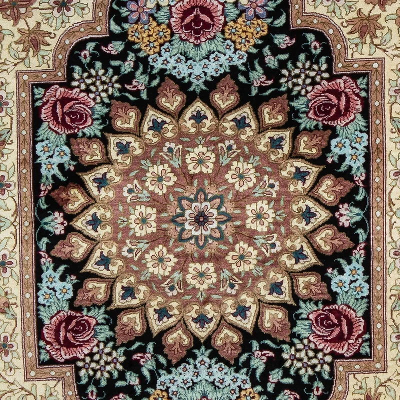 Ghom Teppich 59x89cm - Perserteppich - dunkelblau