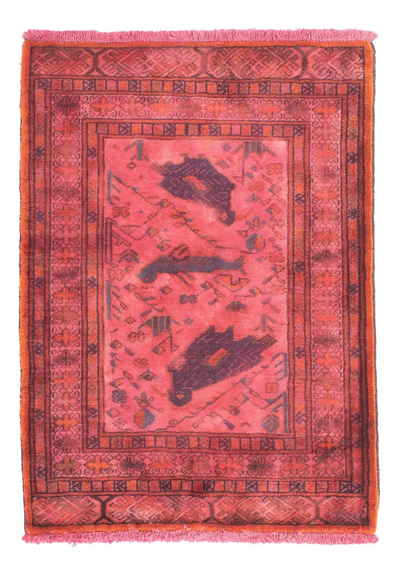 Turkaman Teppich 63x86cm - Orientteppich - hellrot