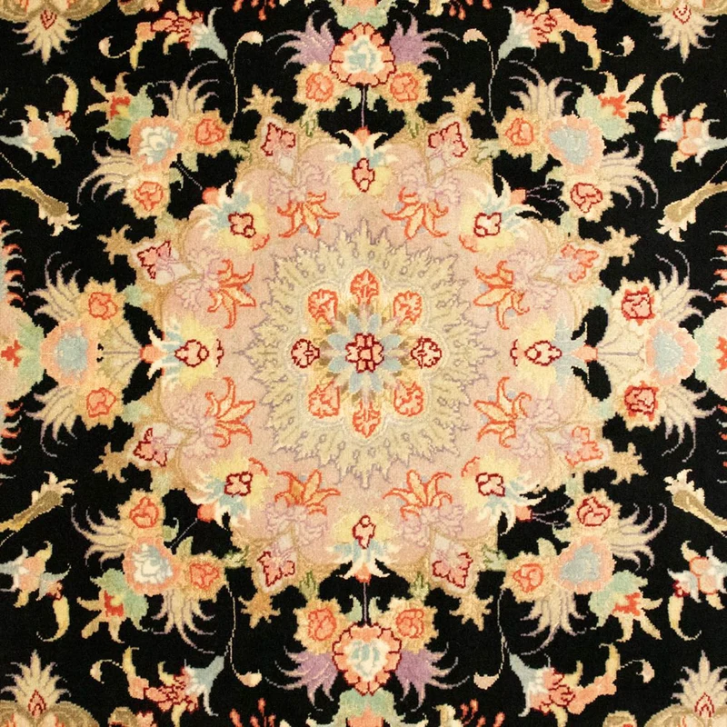 Täbriz - 50 Raj Teppich 102x152cm - Perserteppich - schwarz