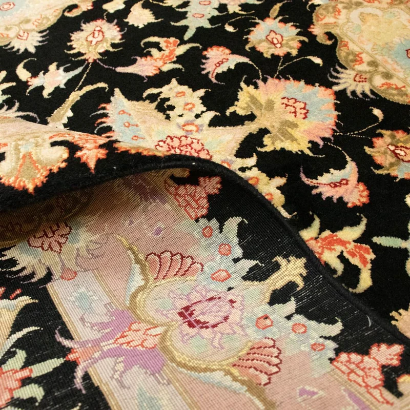 Täbriz - 50 Raj Teppich 102x152cm - Perserteppich - schwarz