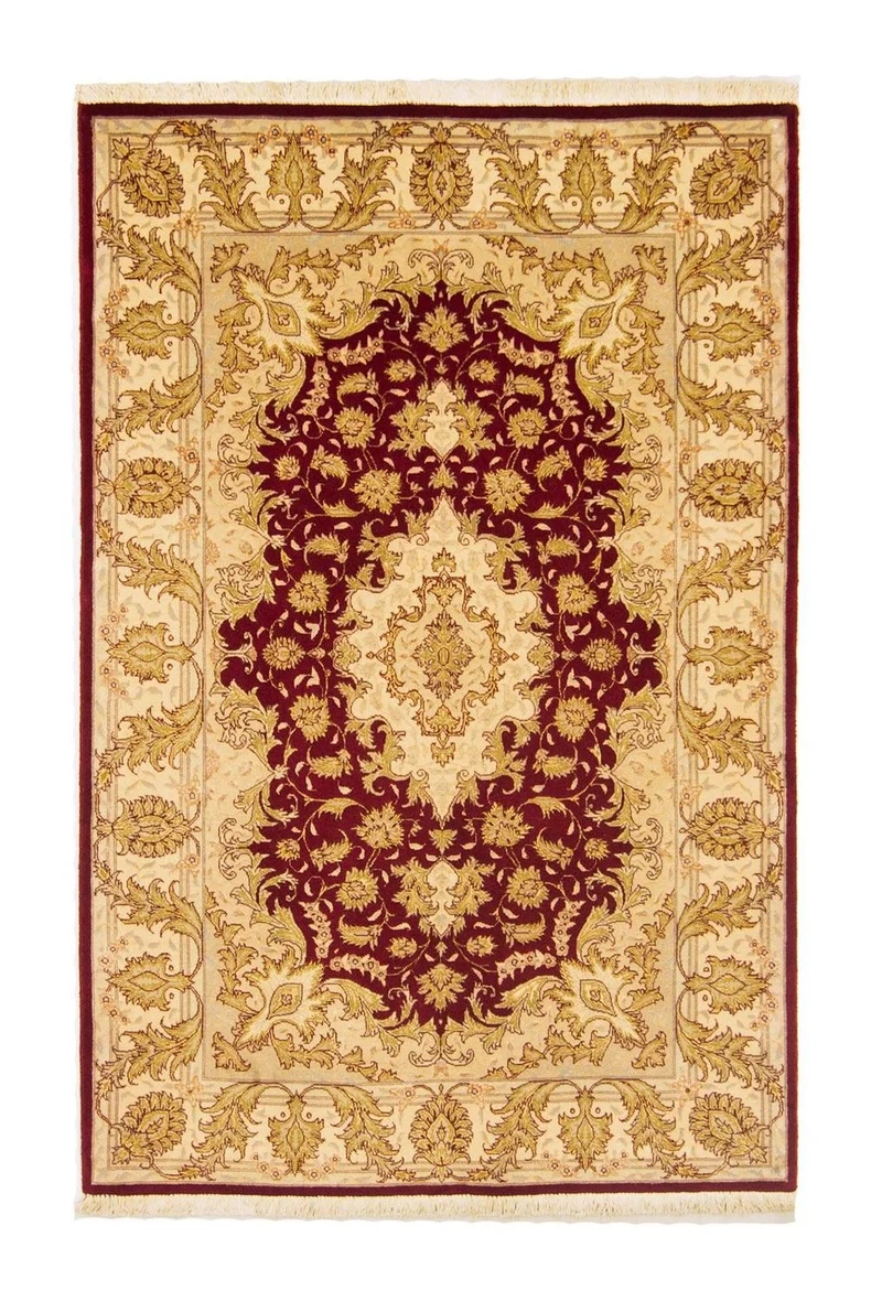 Täbriz - 50 Raj Teppich 100x153cm - Perserteppich - rot