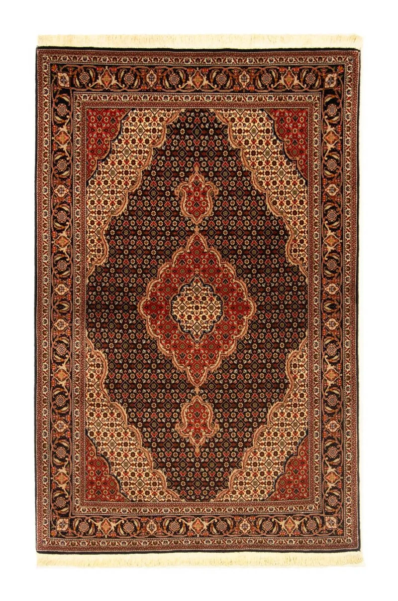 Täbriz - 50 Raj Teppich 100x158cm - Perserteppich - schwarz