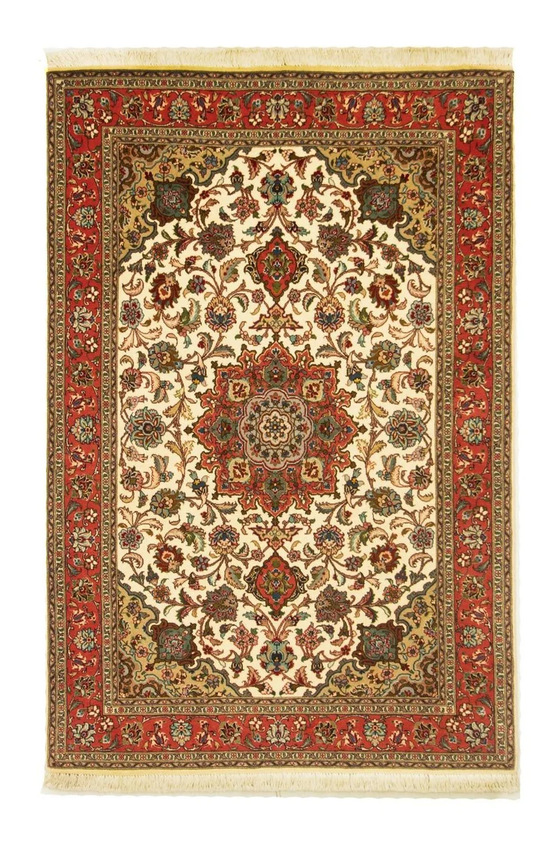 Täbriz - 50 Raj Teppich 103x155cm - Perserteppich - beige
