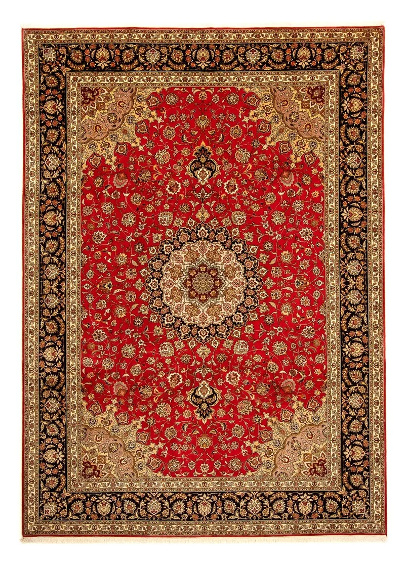 Täbriz - 50 Raj Teppich 253x351cm - Perserteppich - rot
