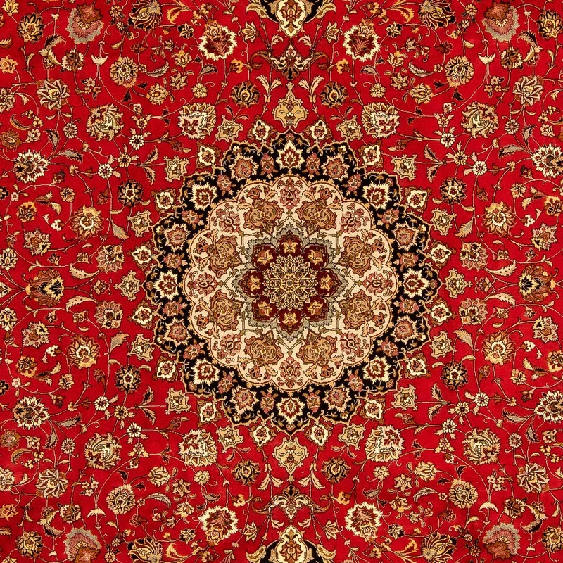Täbriz - 50 Raj Teppich 253x351cm - Perserteppich - rot