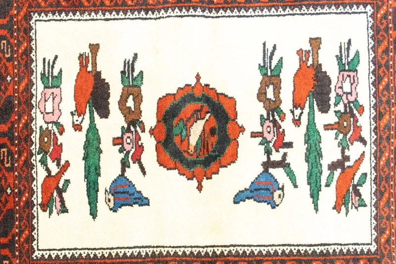 Belutsch Teppich 90x157cm - Orientteppich - orange