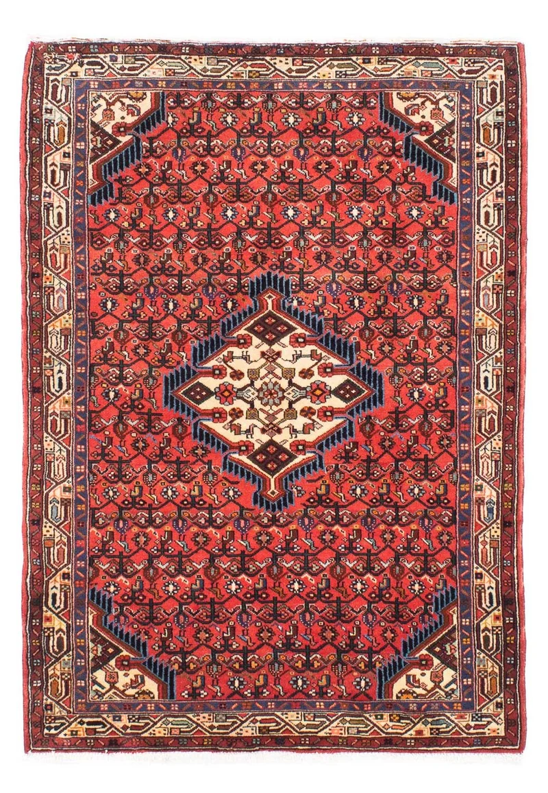 Hosseinabad Teppich 105x160cm - Perserteppich - dunkelrot