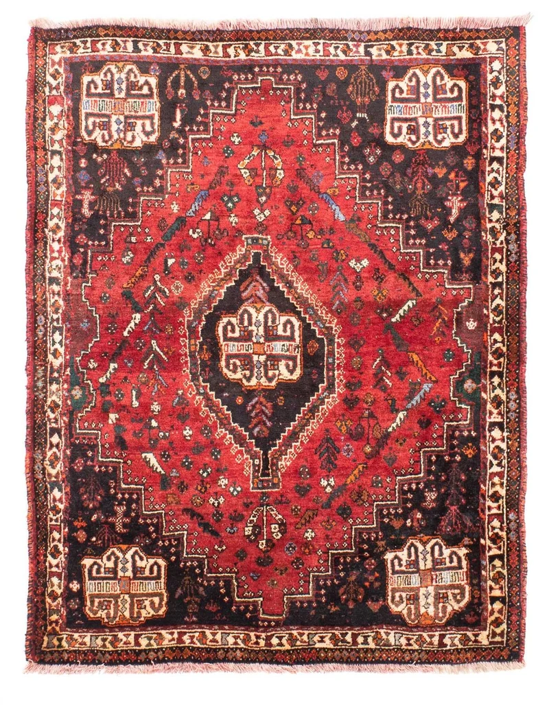 Shiraz Teppich 117x162cm - Perserteppich - dunkelrot