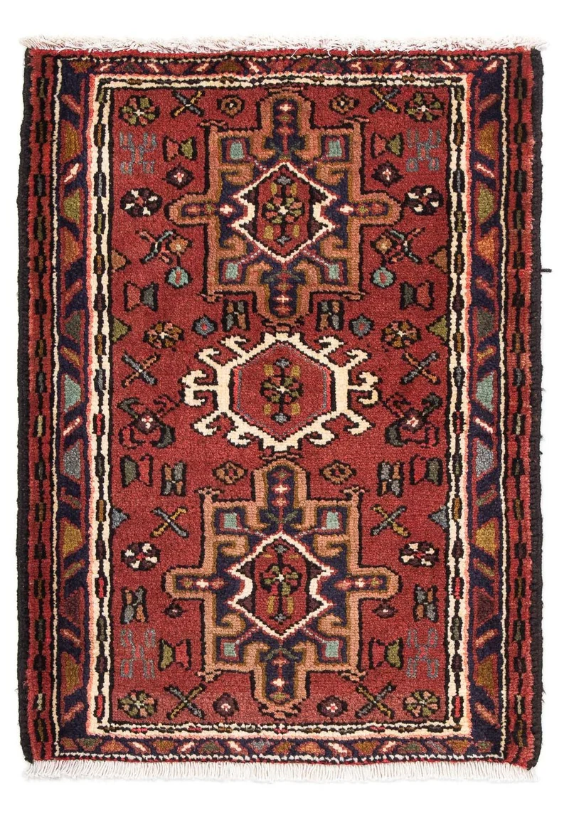 Qaraja Teppich 70x98cm - Perserteppich - dunkelrot