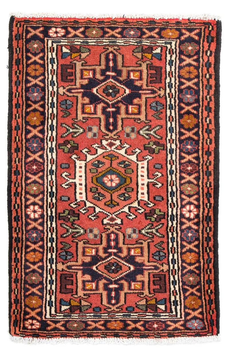 Qaraja Teppich 65x100cm - Perserteppich - hellrot