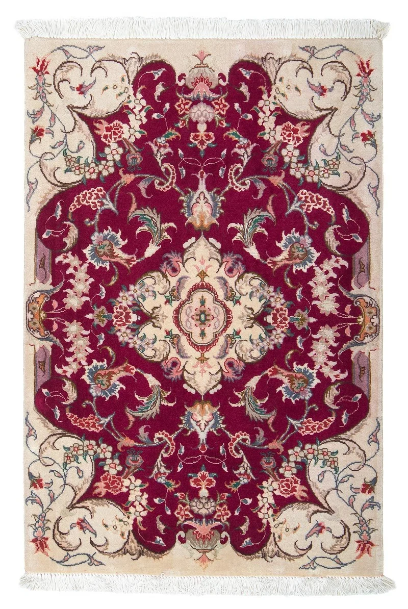 Täbriz - 50 Raj Teppich 60x90cm - Perserteppich - dunkelrot