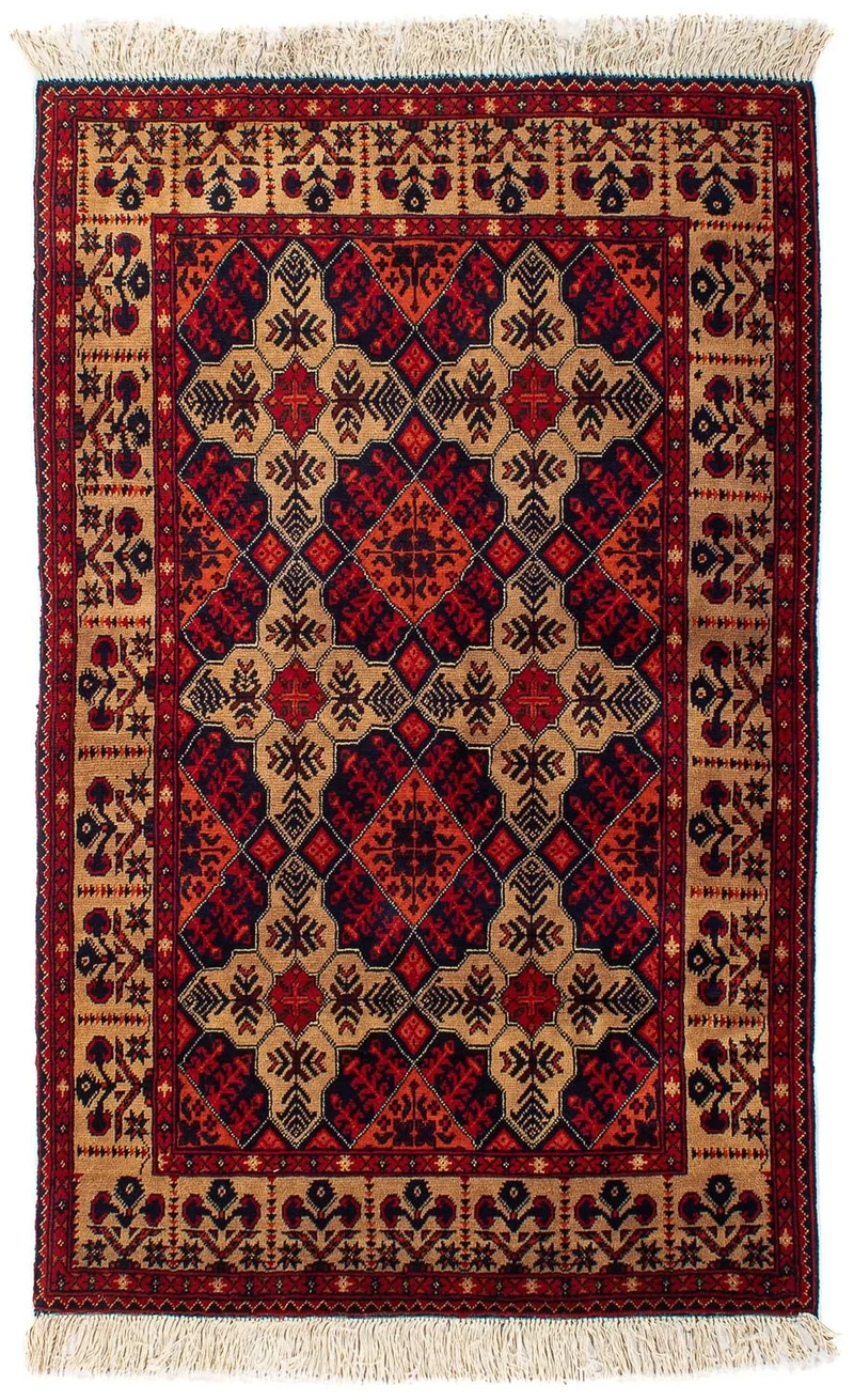 Afghan Teppich 98x144cm - Orientteppich - dunkelrot