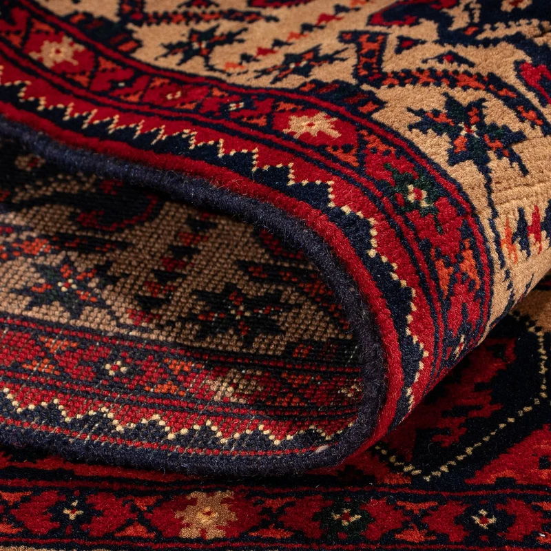 Afghan Teppich 98x144cm - Orientteppich - dunkelrot