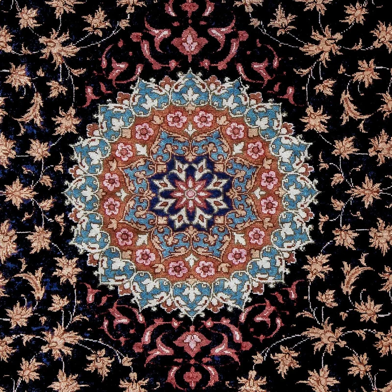 Ghom Teppich 55x80cm - Perserteppich - dunkelblau