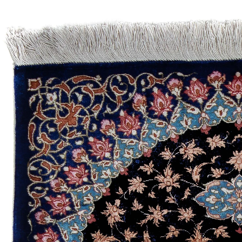 Ghom Teppich 55x80cm - Perserteppich - dunkelblau