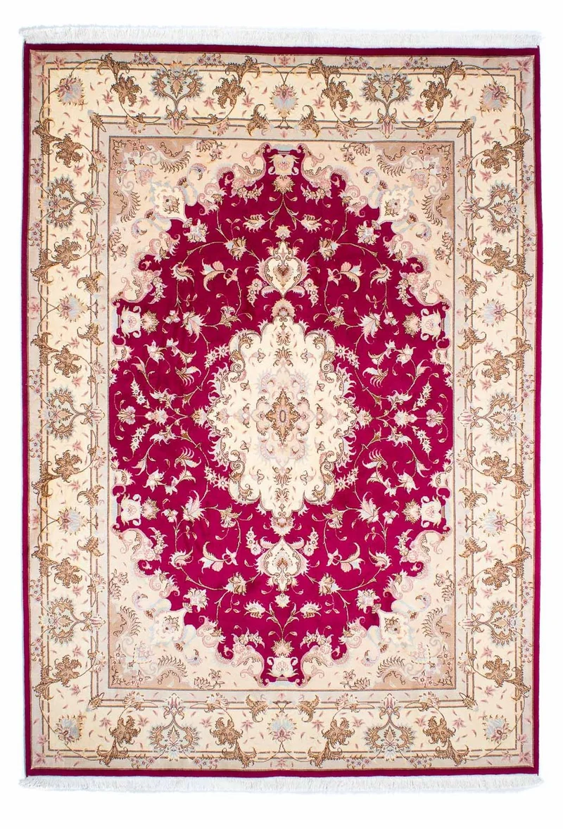 Täbriz - 50 Raj Teppich 168x242cm - Perserteppich - rot