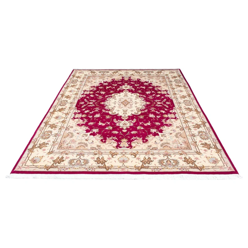 Täbriz - 50 Raj Teppich 168x242cm - Perserteppich - rot