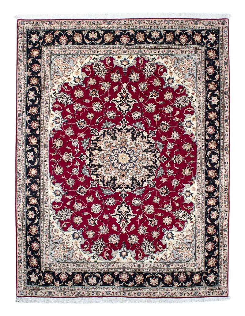 Täbriz - 50 Raj Teppich 153x204cm - Perserteppich - dunkelrot