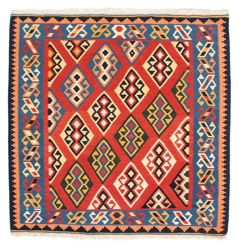 Kelim Fars Teppich 104x105cm - dunkelrot