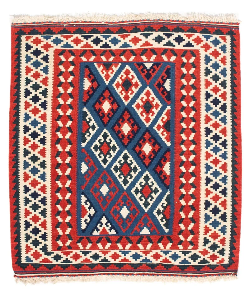 Kelim Fars Teppich 100x104cm - dunkelblau