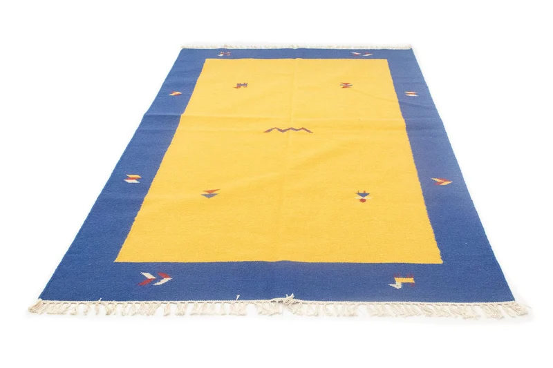 Kelim Modern Teppich 140x200cm - gelb