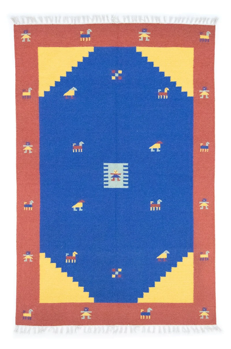 Kelim Modern Teppich 140x200cm - blau