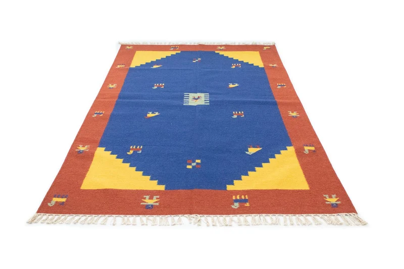 Kelim Modern Teppich 140x200cm - blau