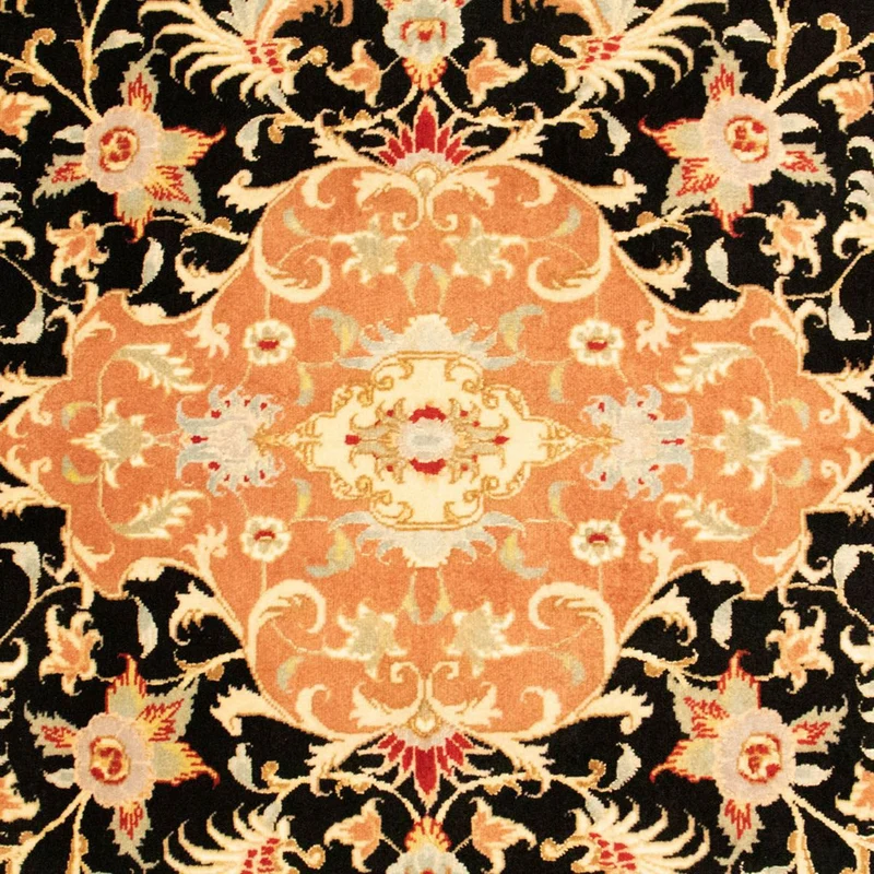 Täbriz - 50 Raj Teppich 101x150cm - Perserteppich - schwarz
