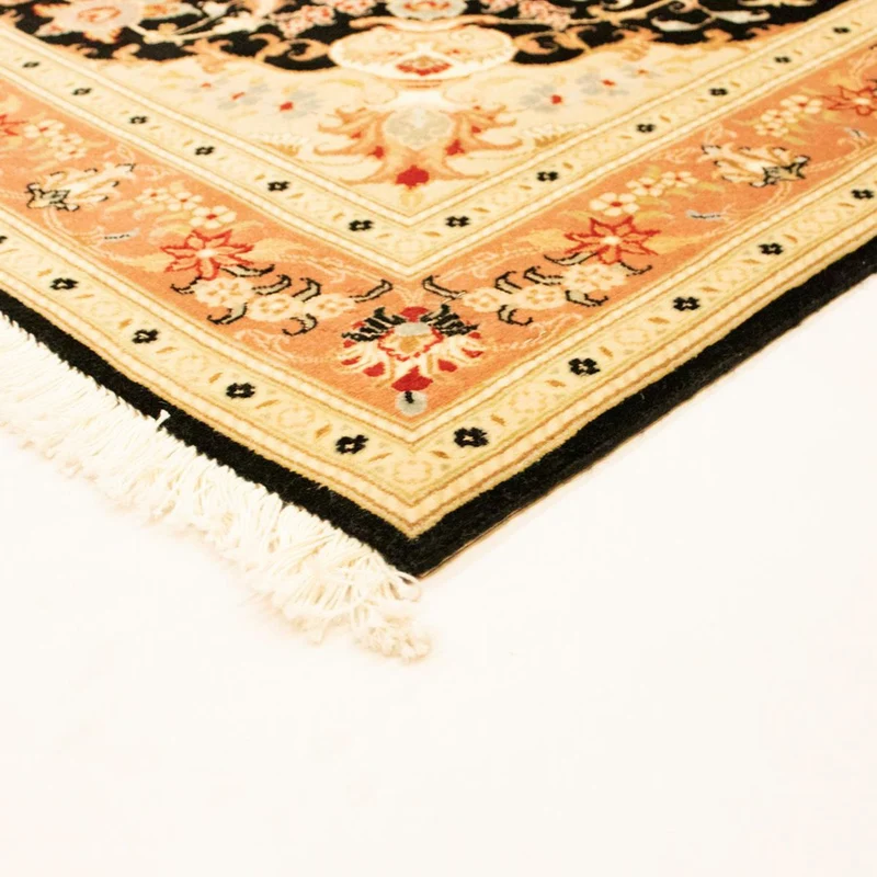Täbriz - 50 Raj Teppich 101x150cm - Perserteppich - schwarz