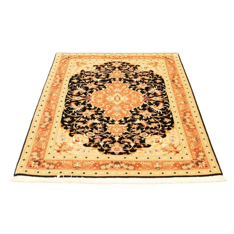Täbriz - 50 Raj Teppich 101x150cm - Perserteppich - schwarz
