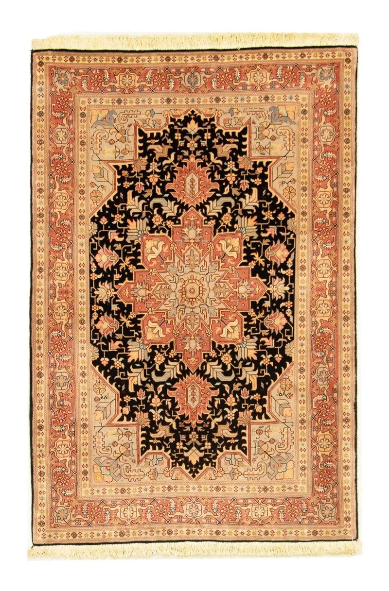 Täbriz - 50 Raj Teppich 101x152cm - Perserteppich - schwarz