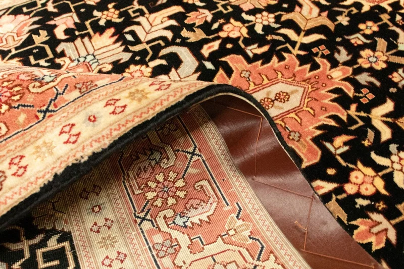 Täbriz - 50 Raj Teppich 101x152cm - Perserteppich - schwarz