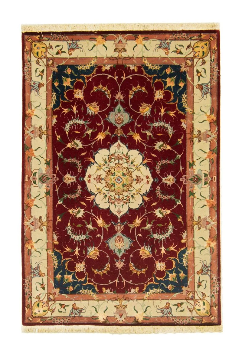 Täbriz - 50 Raj Teppich 100x149cm - Perserteppich - rot