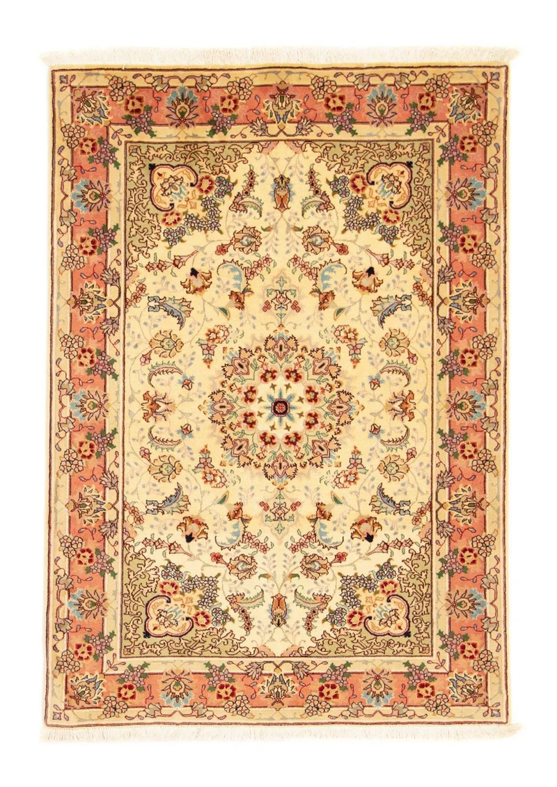 Täbriz - 50 Raj Teppich 102x148cm - Perserteppich - beige