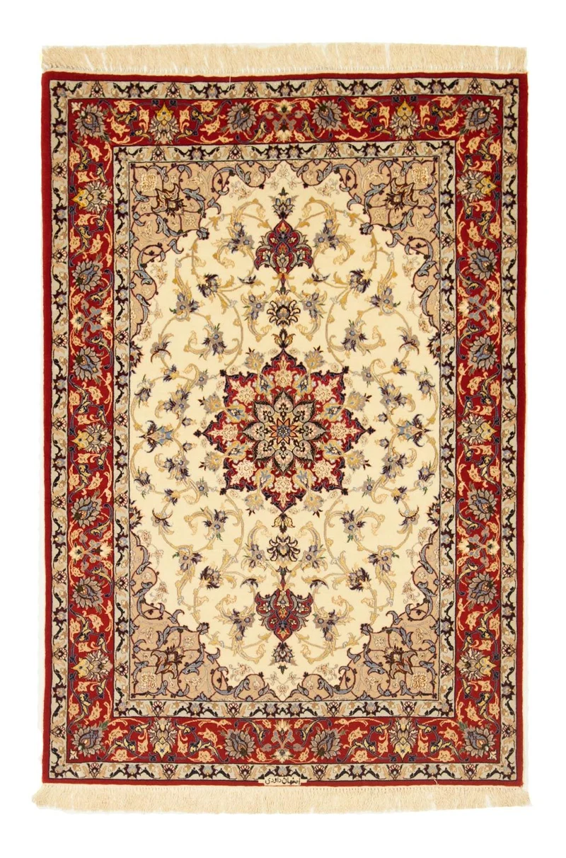 Isfahan Teppich 111x163cm - Perserteppich - beige