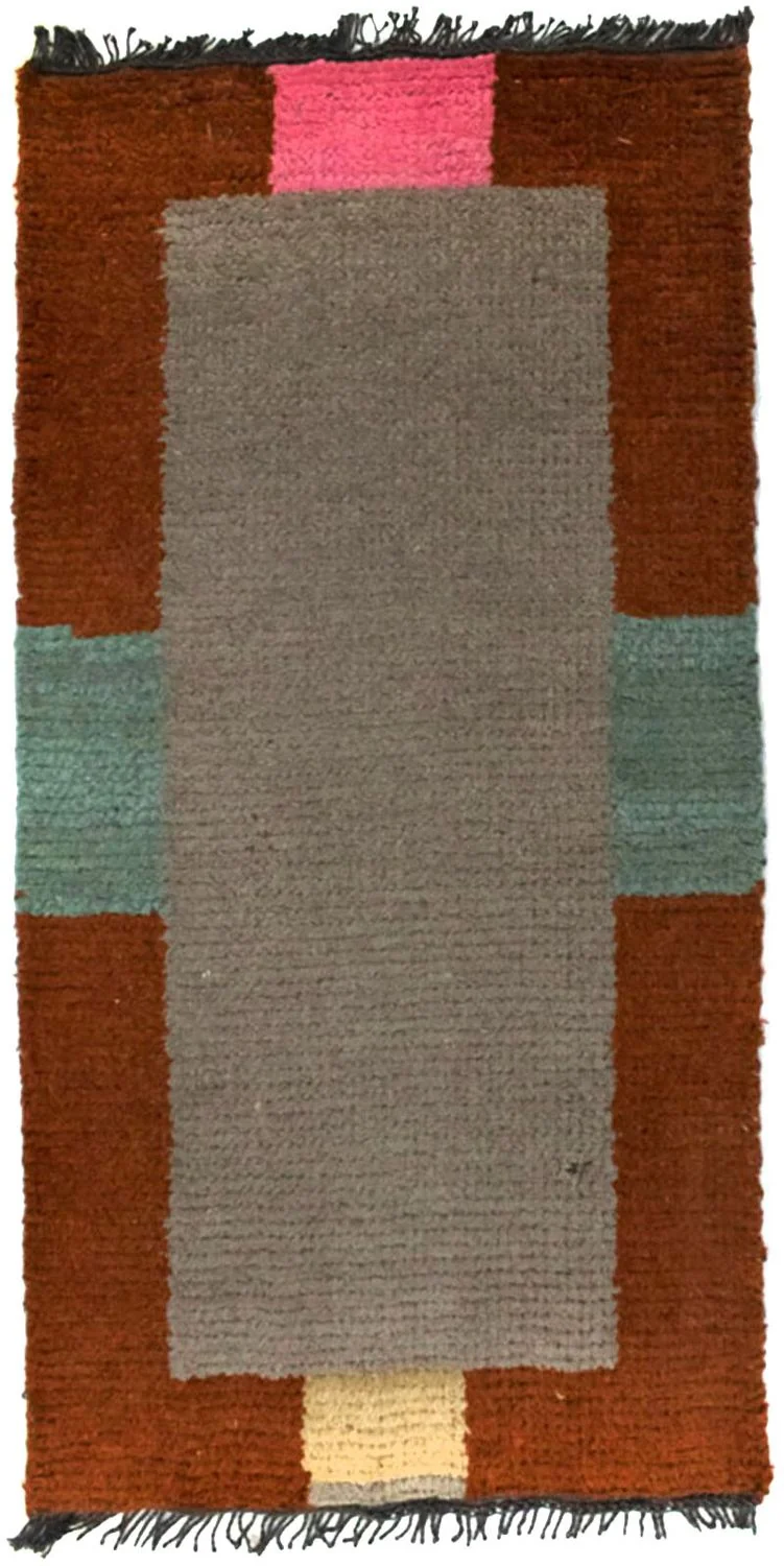 Nepal Teppich 70x140cm - Wollteppich - silber