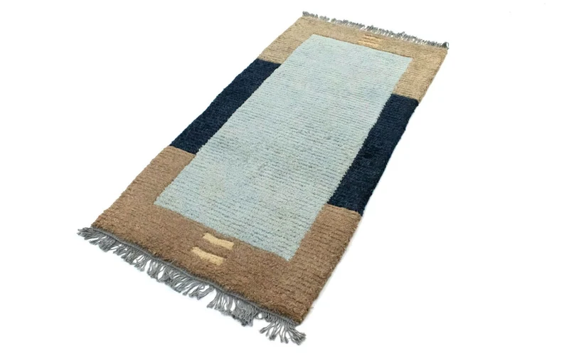 Nepal Teppich 70 x 140 cm - blau