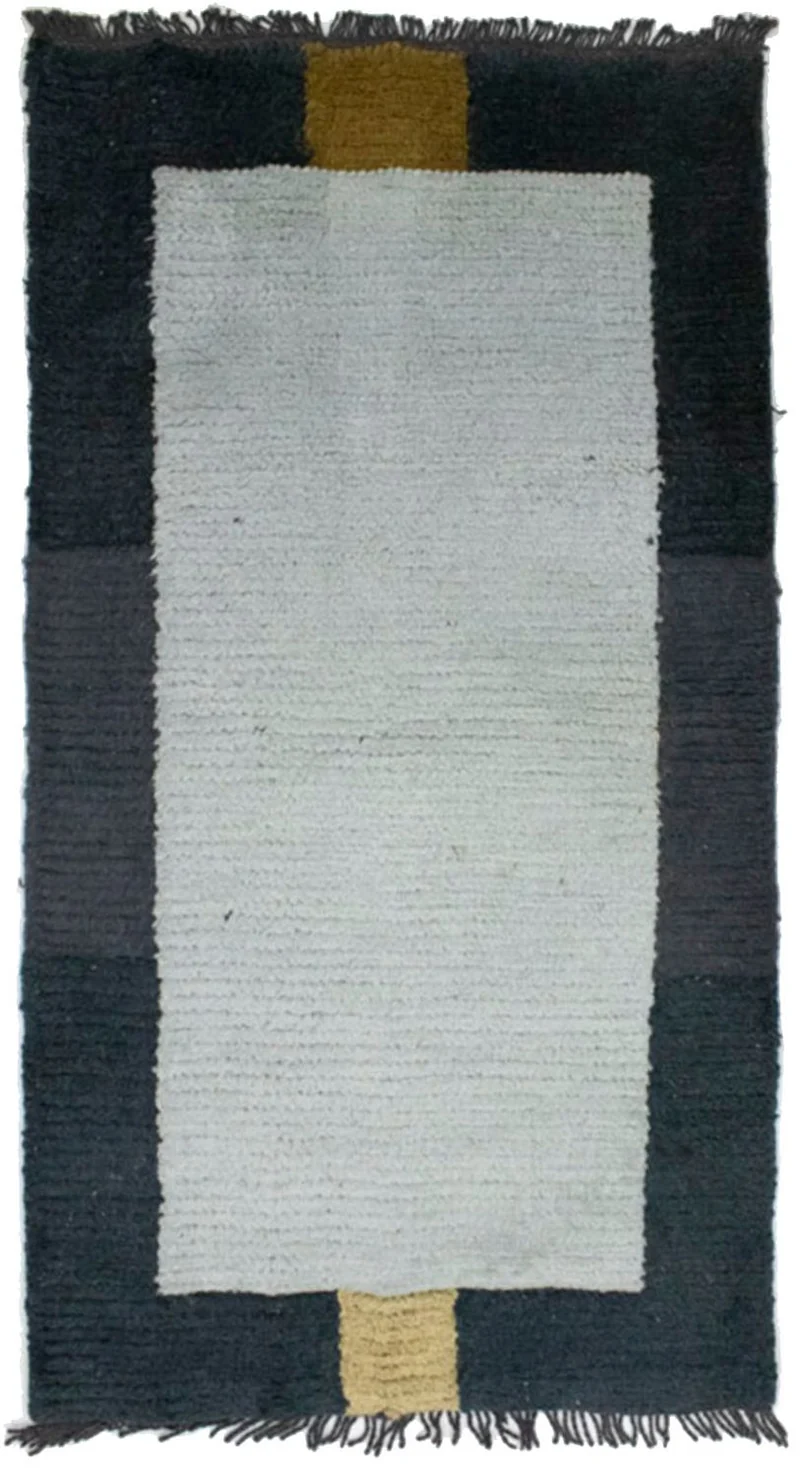 Nepal Teppich 70x140cm - Wollteppich - hellblau