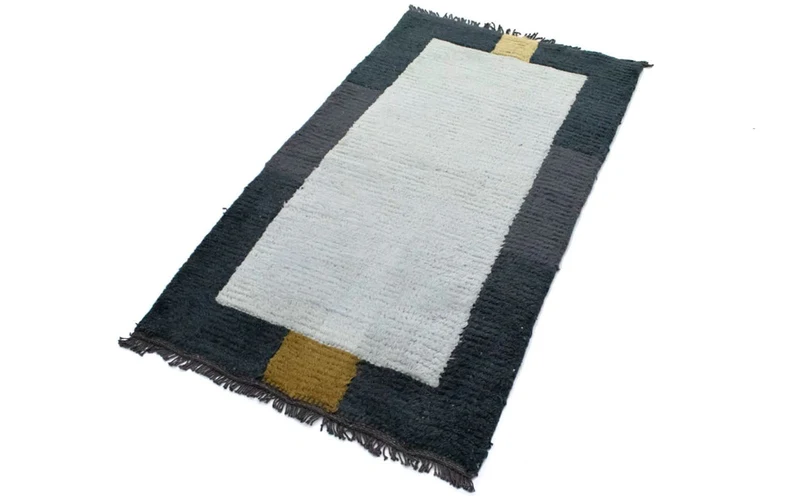 Nepal Teppich 70x140cm - Wollteppich - hellblau