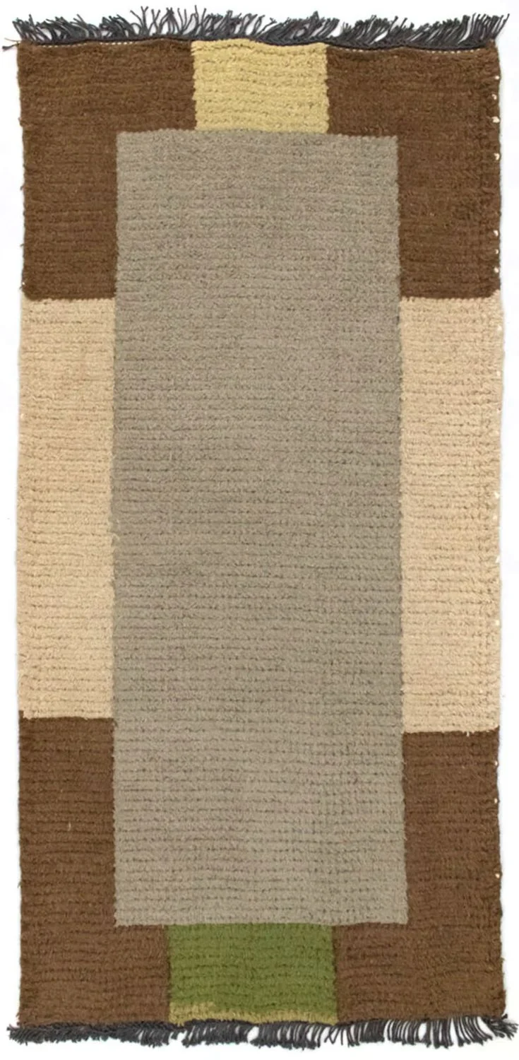 Nepal Teppich 70x140cm - Wollteppich - grau