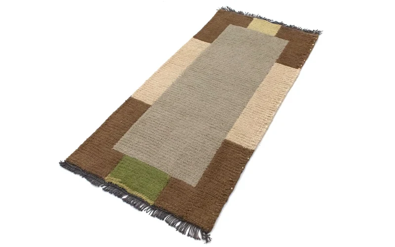 Nepal Teppich 70x140cm - Wollteppich - grau