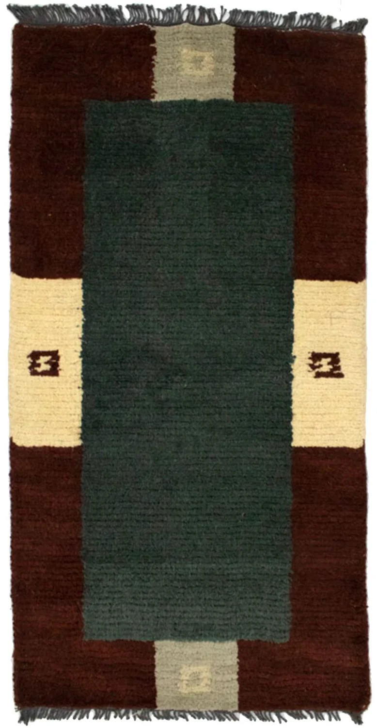 Nepal Teppich 70x140cm - Wollteppich - grün