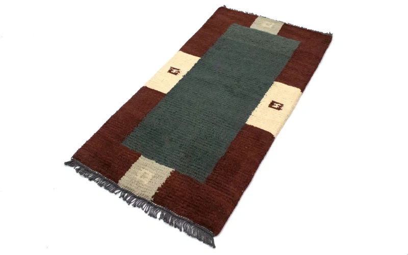 Nepal Teppich 70x140cm - Wollteppich - grün