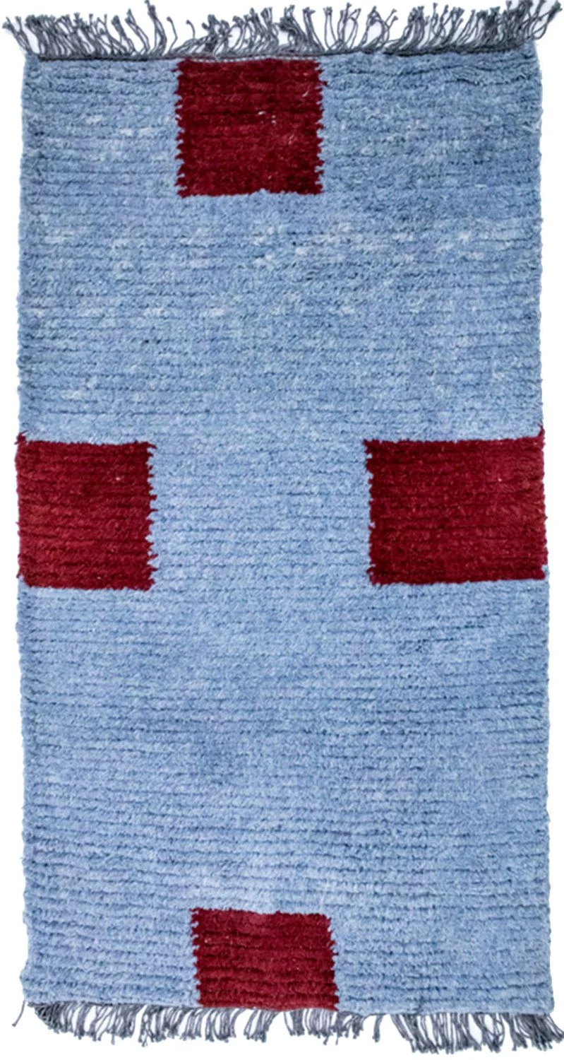 Nepal Teppich 70 x 140 cm - hellblau