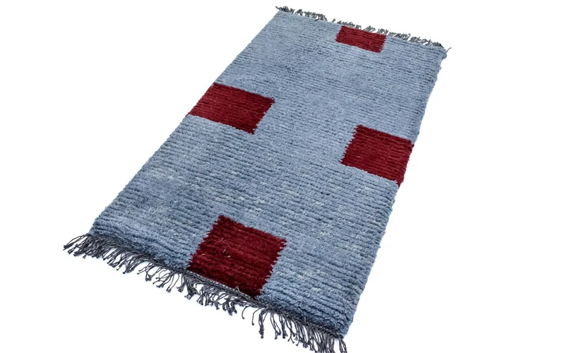 Nepal Teppich 70 x 140 cm - hellblau