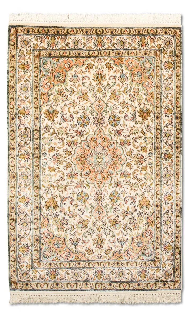 Kaschmir Seide Teppich 62x95cm - Orientteppich - beige